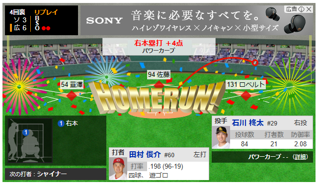 カープ田村俊介_満塁ホームラン