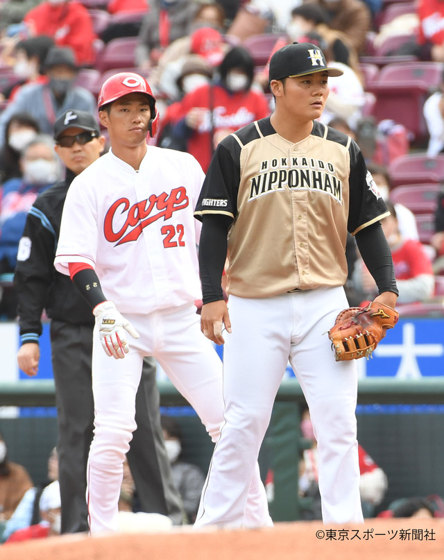 カープ中村奨成×日ハム清宮が1軍オープン戦で共演