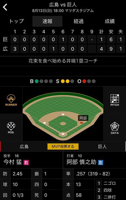 花束を食べ始める井端コーチ