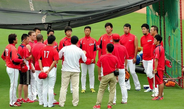 地元優勝試合前円陣