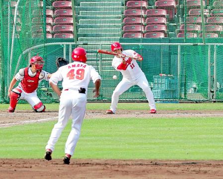 広島福井東出バント練習