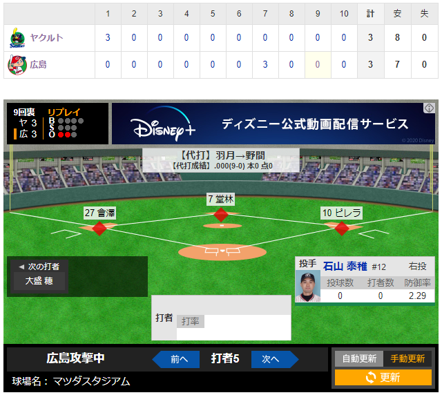 代打野間