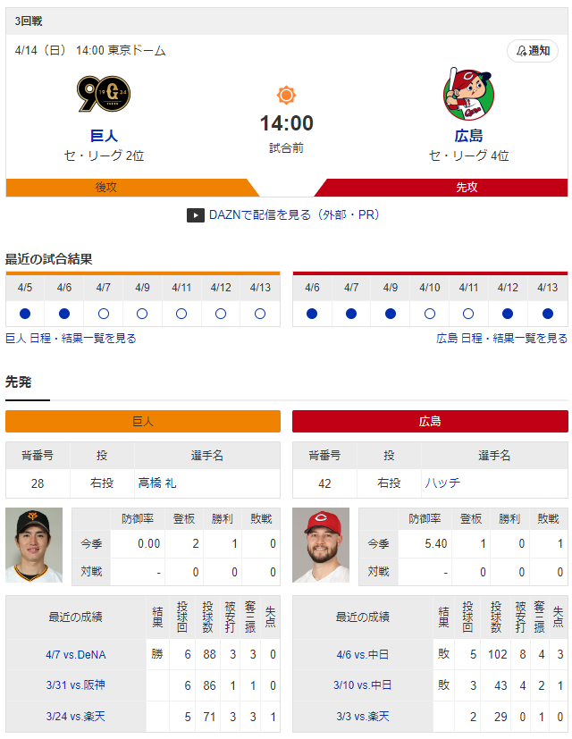 広島巨人_ハッチ_高橋礼
