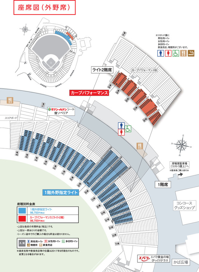マツダスタジアムライトスタンド座席表