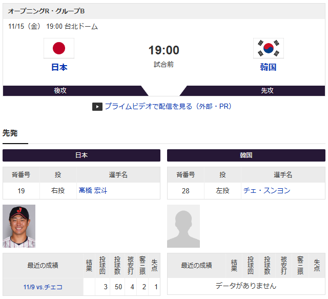 日本韓国_プレミア12