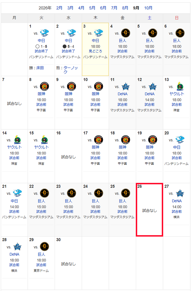 広島カープ13連戦の可能性_振り替え試合