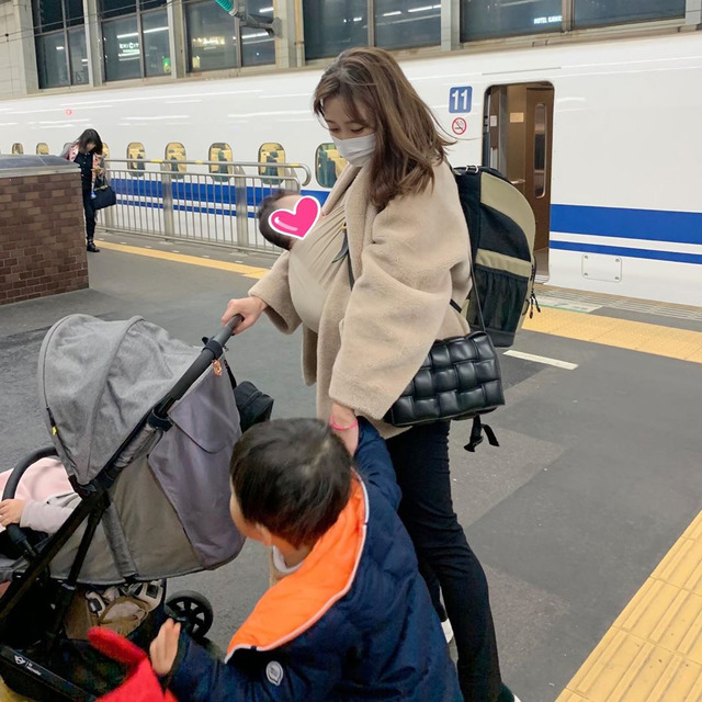 マスパン子供3人犬1匹新幹線移動