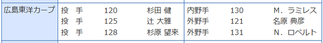 カープ保留者名簿2024年