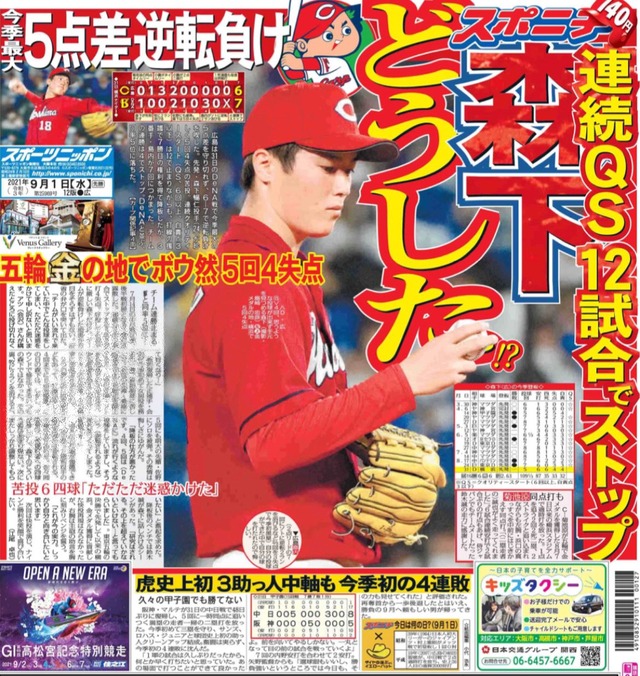 カープ森下暢仁なぜ勝率5割なのか？