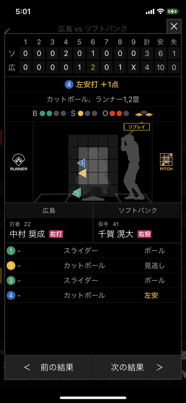 中村奨成タイムリー