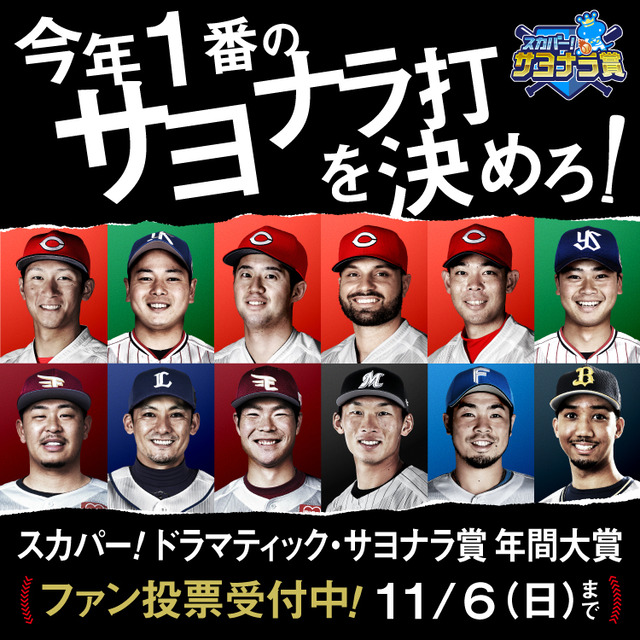 カープ西川&宇草&秋山&マクブルームがスカパーサヨナラ賞年間大賞にノミネート！