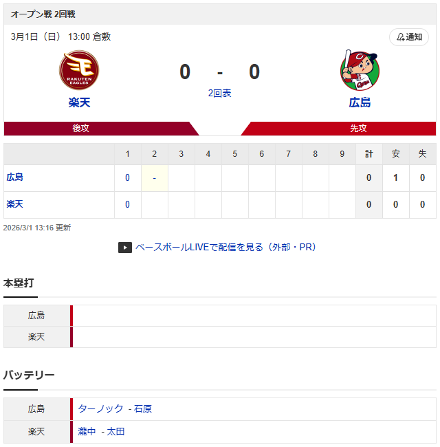 広島楽天_オープン戦