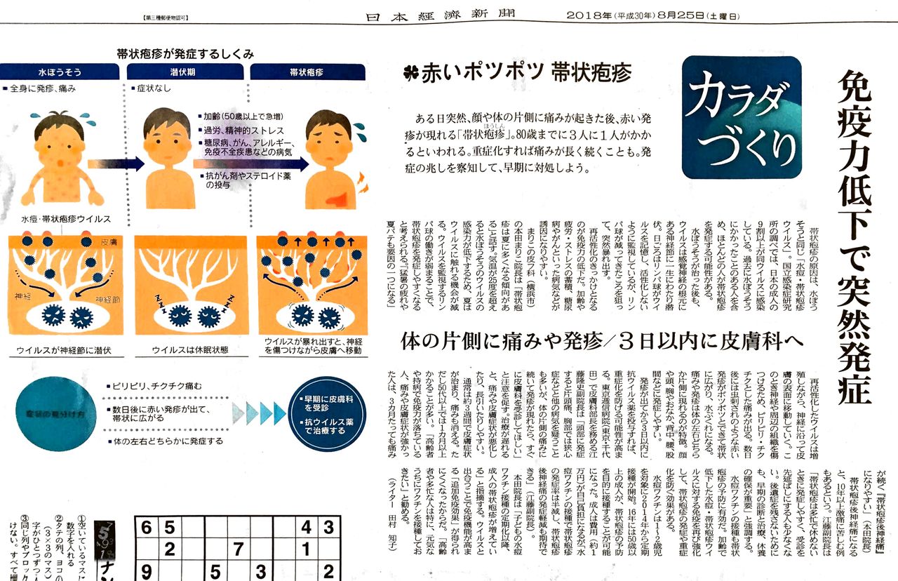 帯状疱疹について 18 8 25 土 記事 スキンケア メイク講座 化粧品専門店 店長ブログ 帯状疱疹について 18 8 25 土 記事 スキンケア メイク講座 化粧品専門店 店長ブログ