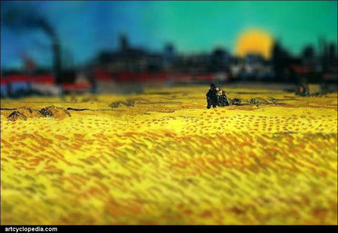tilt-shift-van-gogh-sunset-wheat-fields-near-arles-detail