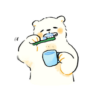 歯磨きするしろくま