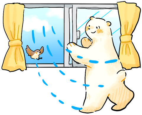 換気するしろくまのイラスト 無料イラスト フリー素材 しろくまとねこ 換気するしろくまのイラスト 無料イラスト フリー素材 しろくまとねこ
