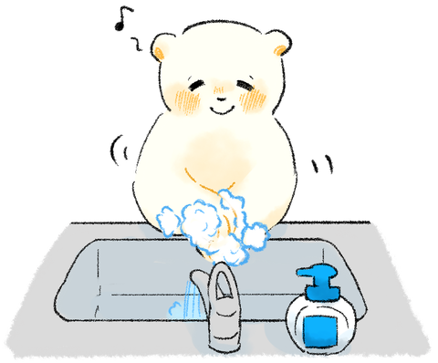 手洗いをするしろくま