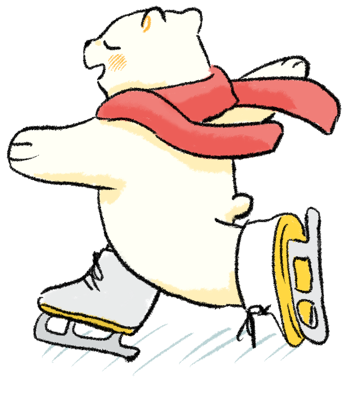 スケートをするしろくまのイラスト 無料イラスト フリー素材 しろくまとねこ
