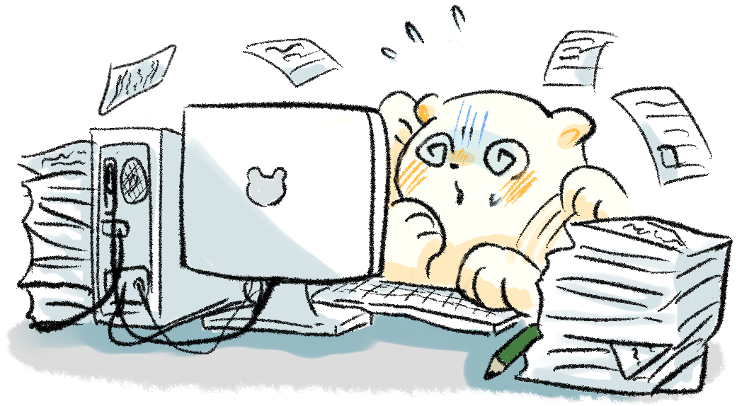 仕事に追われるしろくまのイラスト 無料イラスト フリー素材 しろくまとねこ