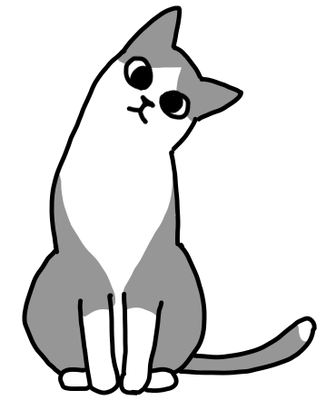 首をかしげるねこ