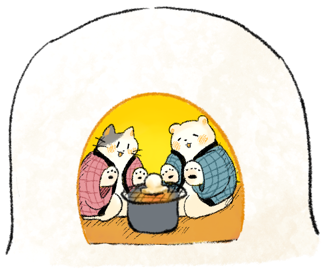 かまくらとしろくまとねこのイラスト 無料イラスト フリー素材 しろくまとねこ かまくらとしろくまとねこのイラスト 無料イラスト フリー素材 しろくまとねこ
