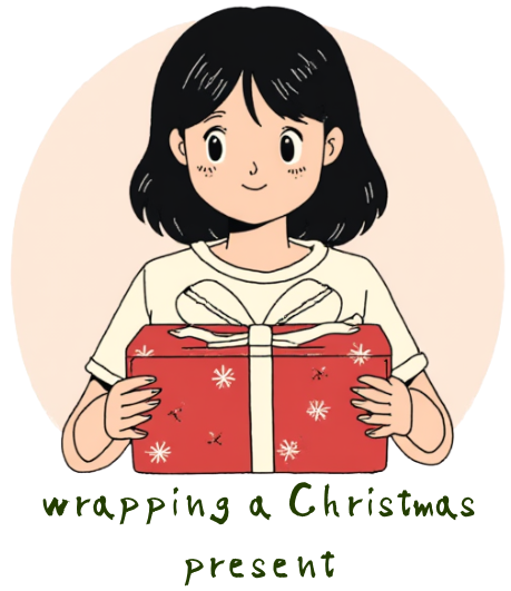 wrapping a Christmas present