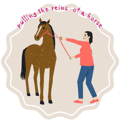 pulling the reins of a horse