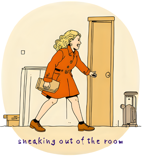 sneaking out of the room