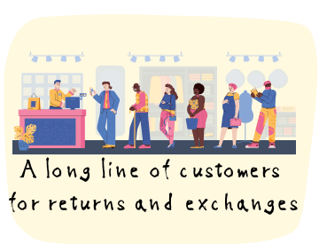 A long line of customers for returns and exchanges