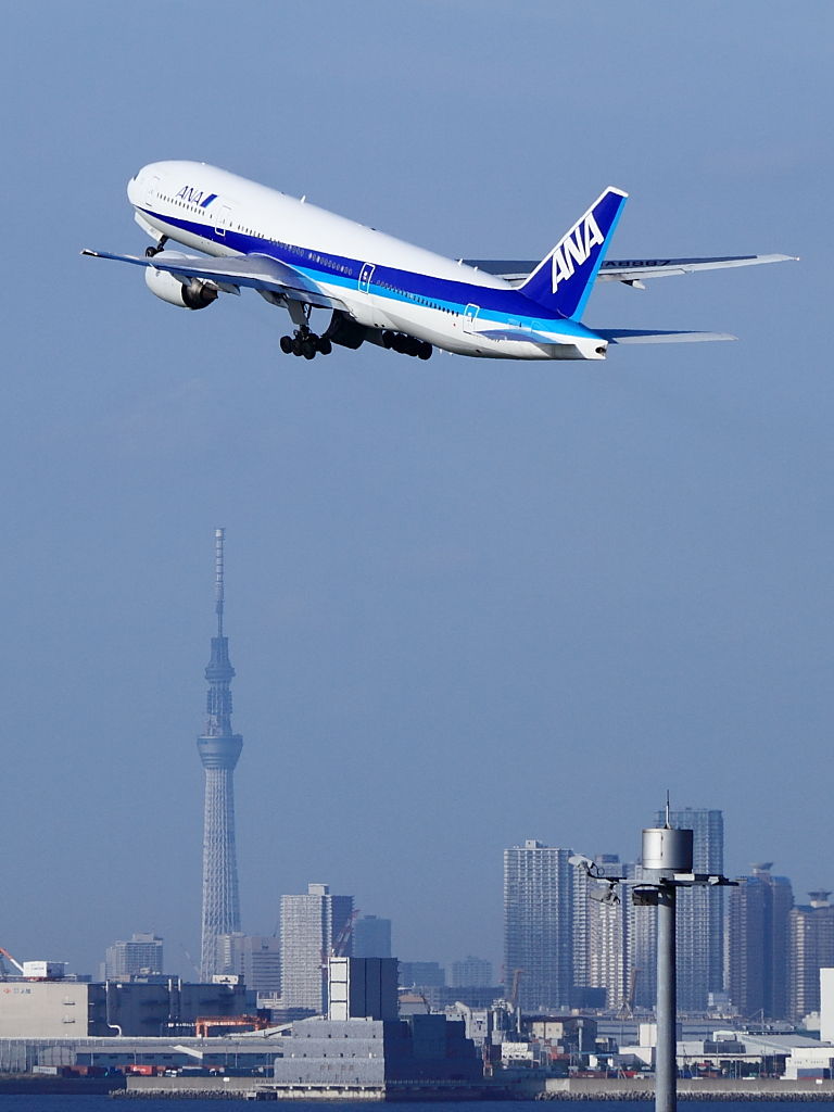 羽田空港 東京スカイツリーをバックに離陸するana機 セルシオ Celsior Life 羽田空港 東京スカイツリーをバックに離陸するana機 セルシオ Celsior Life