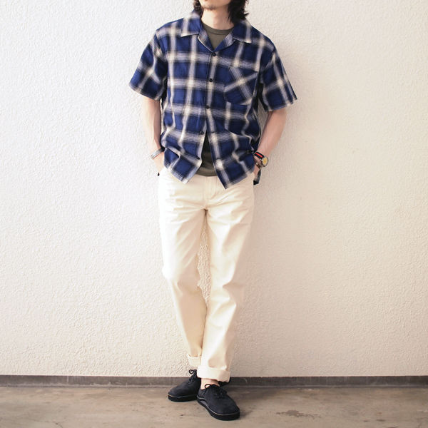 FIVE BROTHER 半袖 オンブレチェックシャツ FIVEBROTHER FIVE BROTHER ファイブブラザー オンブレチェック