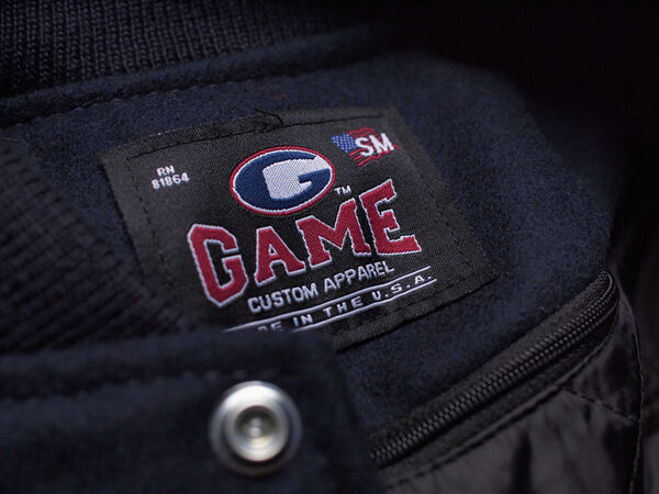GAME SPORTSWEAR / ゲームスポーツウェア】Leather Sleeve Varsity