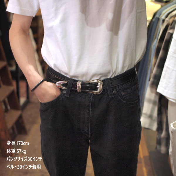TORY LEATHER / トリーレザー】3PIECE CREASED SILVER BUCKLE BELT