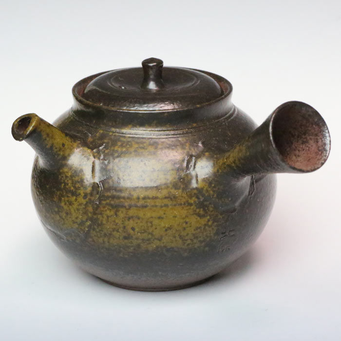 常滑焼　急須　石仙　「古竹」彫リ　茶器　茶道具　煎茶道具 煎茶道具 共箱 常滑焼 岩瀬弘二 窯変 龍仙 急須 茶注 2点