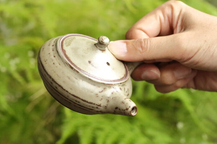 小川甚八さんの栗皮灰釉平丸急須です : 茶器chaki