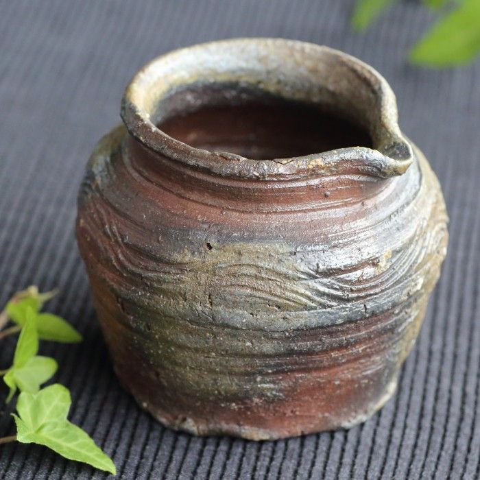 信楽　片口　穴窯　自然釉　薪窯 森本良信 備前焼片口壷 穴窯焼成酒器 桐箱 満容量270ml 徳利 : 茶器chaki
