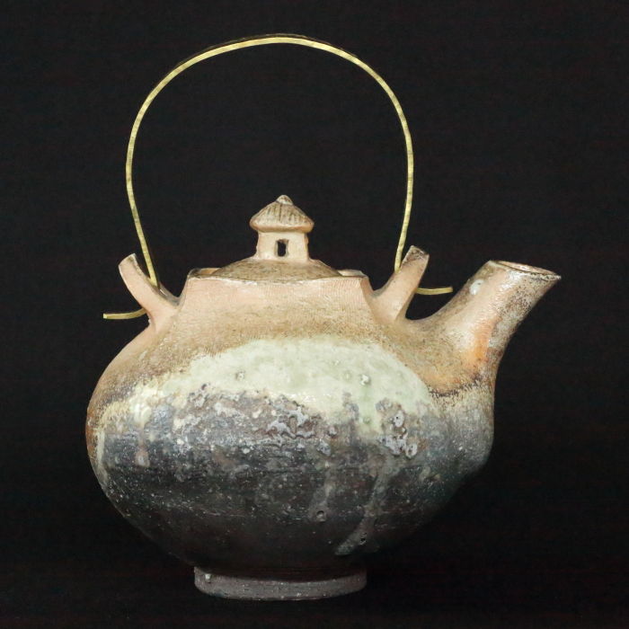 伊賀焼陶芸作家 小島憲二 焦げとビードロの美しい急須 穴窯窯変土瓶 大