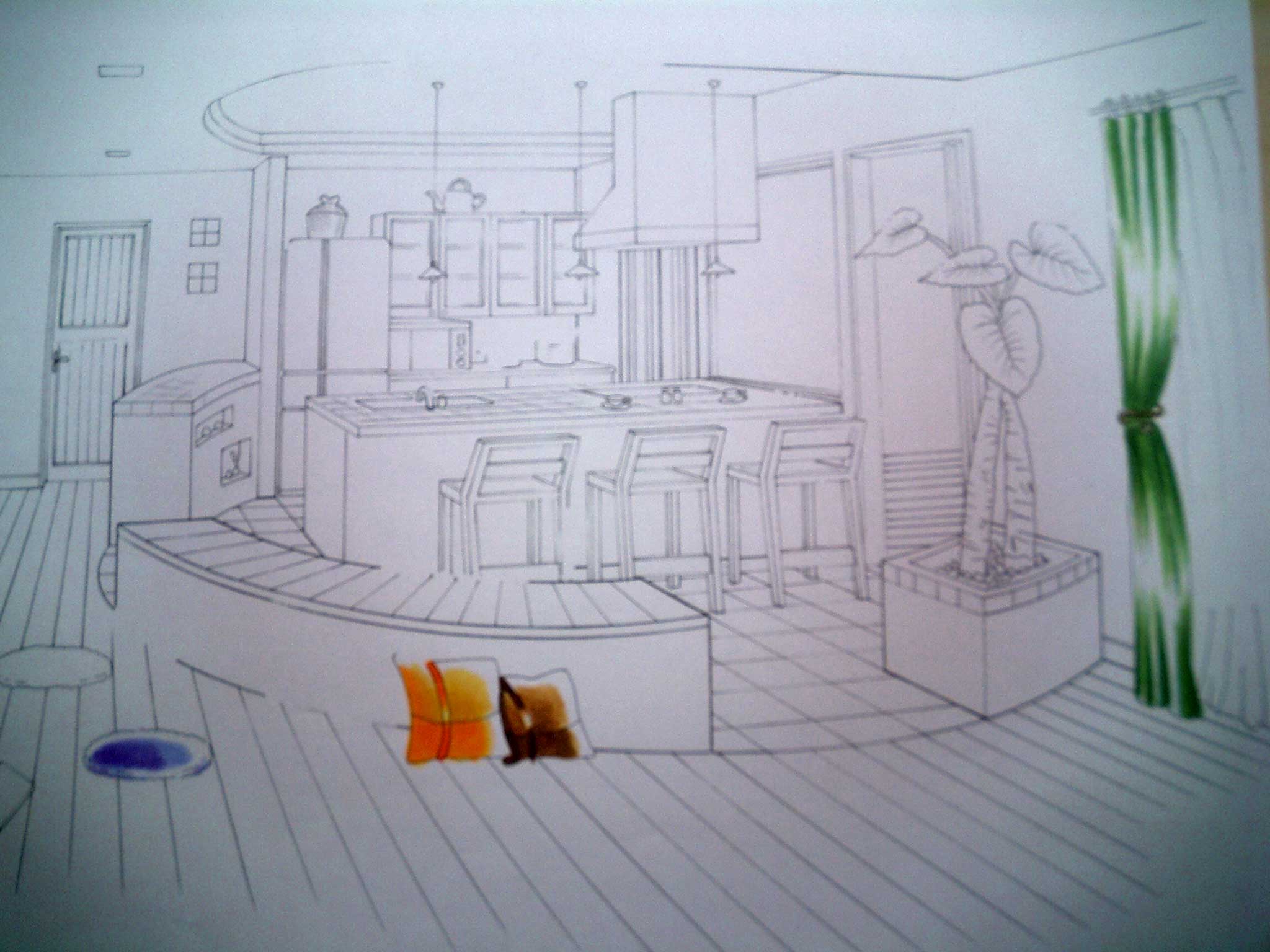 パースの小物の色修正 インテリアコーディネーターの学生時代日記