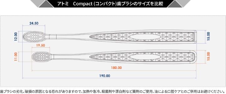 アトミコンパクト歯ブラシのサイズを比較