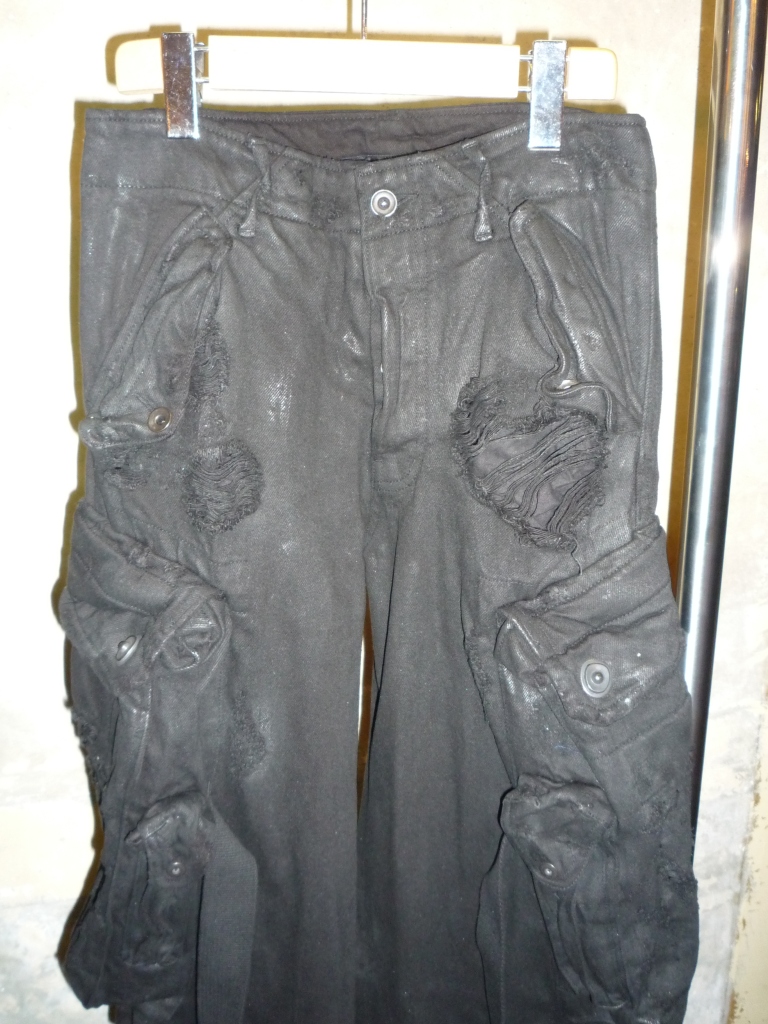 JULIUS ユリウス コーティング ガスマスクカーゴパンツ デニム rare JULIUS[ユリウス] / GORDINI / LEATHER GAS MASK CARGO PANTS レザー