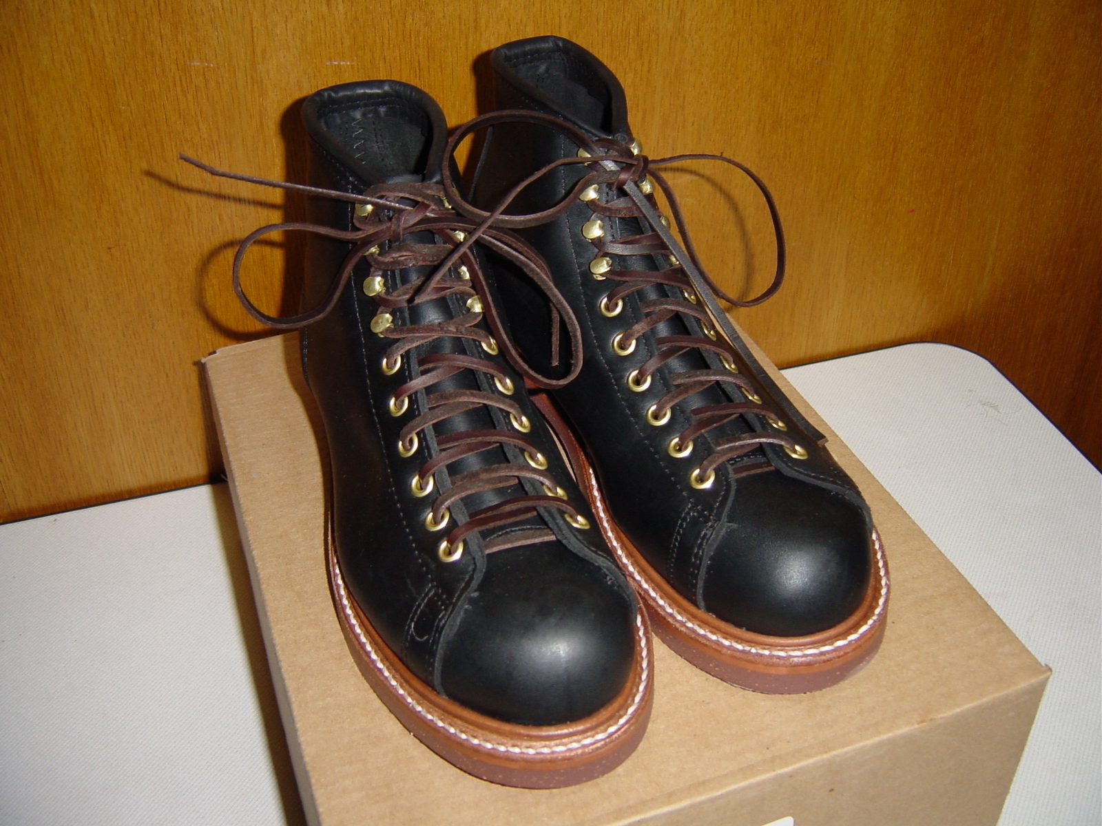 WAREHOUSE Line Man Boots BLACK : BLUE GEAR