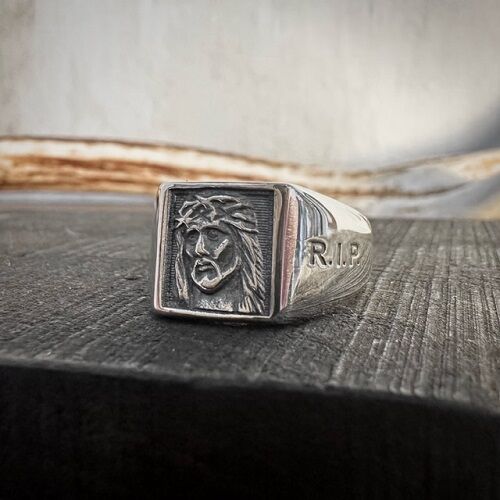 RIP JESUS CHRIST RING SV ／ mollive HeavyOZ : CHARCOAL*GREEN