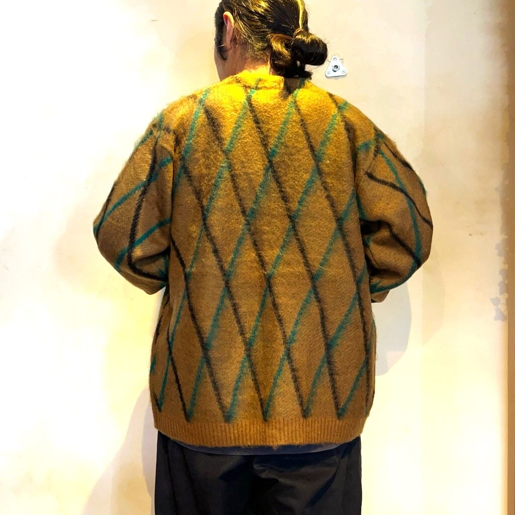 TOWN CRAFT/SHAGGY VINTAGE PATTERN CARDIGAN : CHARCOAL*GREEN TOWN CRAFT/SHAGGY VINTAGE PATTERN CARDIGAN : CHARCOAL*GREEN
