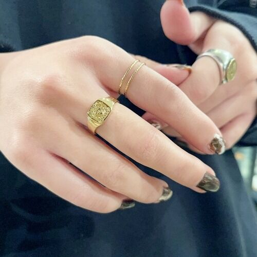 Small Signature Ring - K18/SYMPATHY OF SOUL : CHARCOAL*GREEN Small Signature Ring - K18/SYMPATHY OF SOUL : CHARCOAL*GREEN