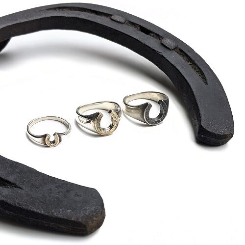 最終価格‼️atease アティース　馬蹄　リング　7号　K10 Atease / CUTOUT COIN HORSE SHOE SERIES : CHARCOAL*GREEN BLOG