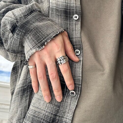 mollive HeavyOZ / GOOD LUCK FUKU RING SV : CHARCOAL*GREEN