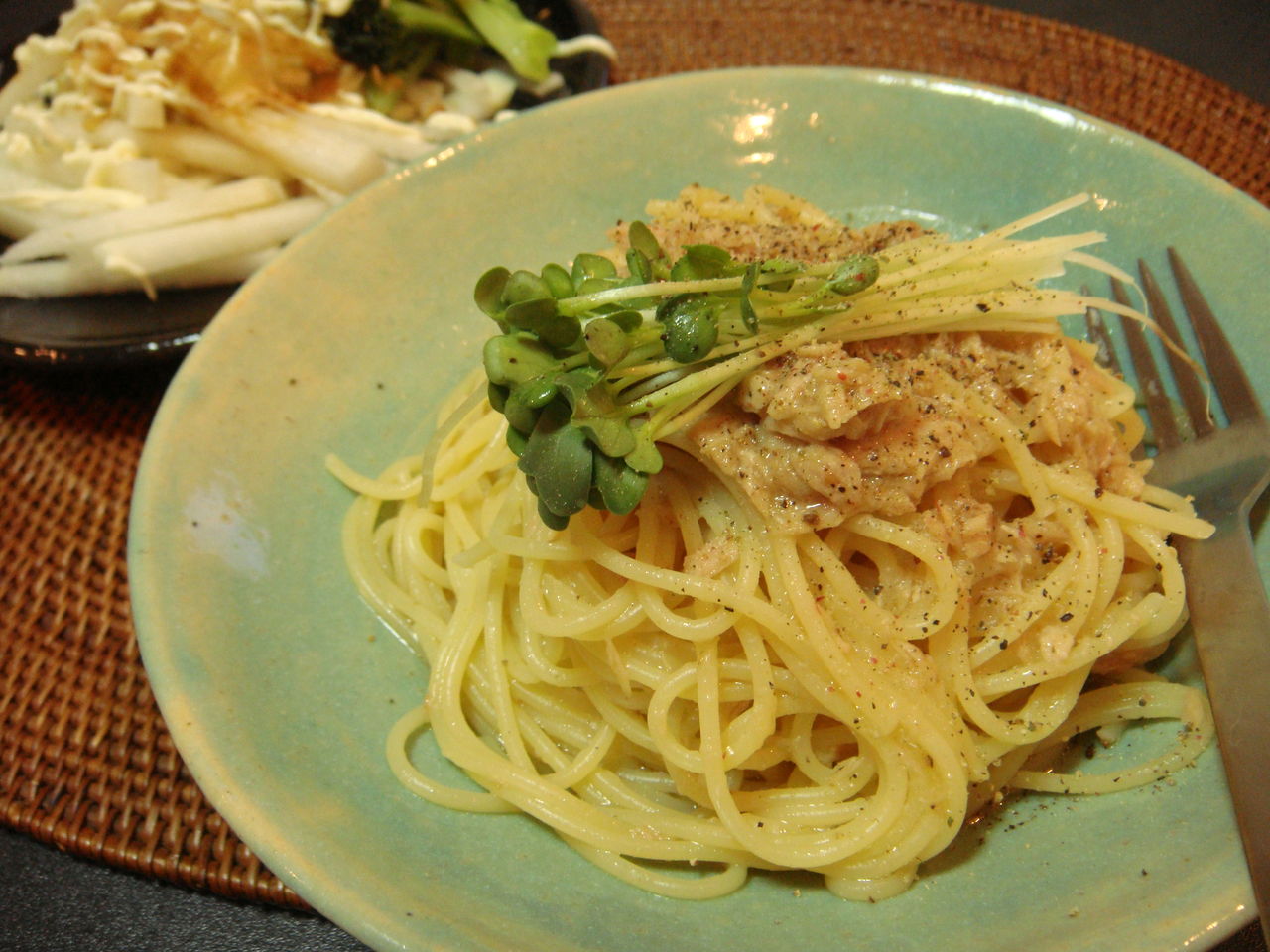 ツナとカイワレの和風パスタ ひとり暮らし節約ごはんノート