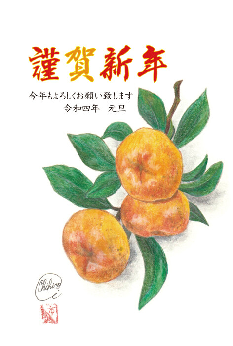 年賀状2022年(ミカン)ブログ用
