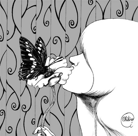 蝶と眠る部屋（画）