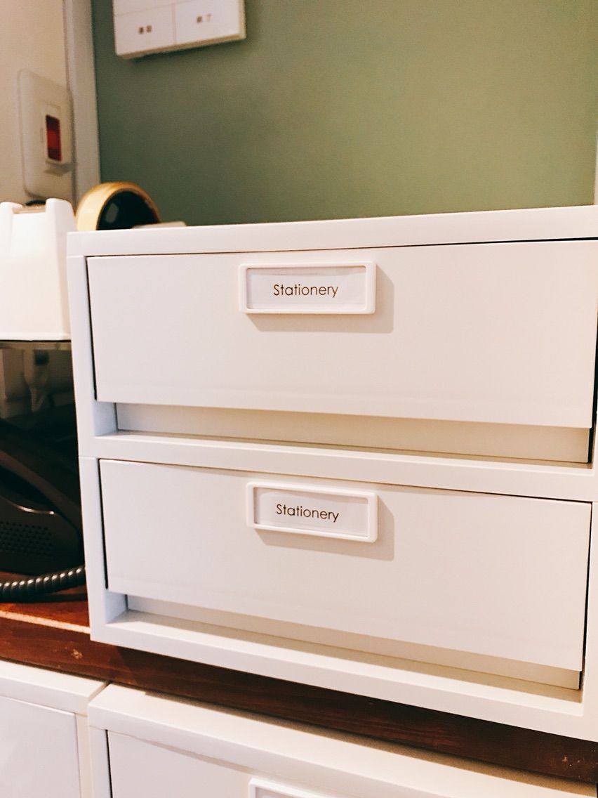 無印のメイクボックスとデスク内整理トレーでポリプロピレン収納ケースに文具を収納してみました : Hurry up!! Tidy up!!!